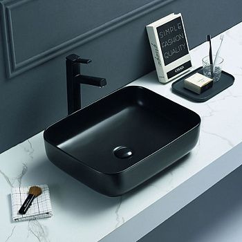 Раковина керамическая Art&Max AM-78109-MB 50х40 накладная цвет черный