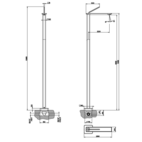 Встраиваемая часть напольного смесителя для раковины Gessi 20699#031 - фото 2