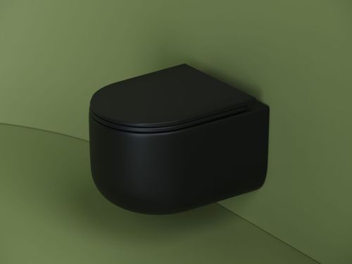 Унитаз подвесной Ceramica Nova ULMA CN4006MB черный с сиденьем микролифт безободковый душевой смыв - фото 4