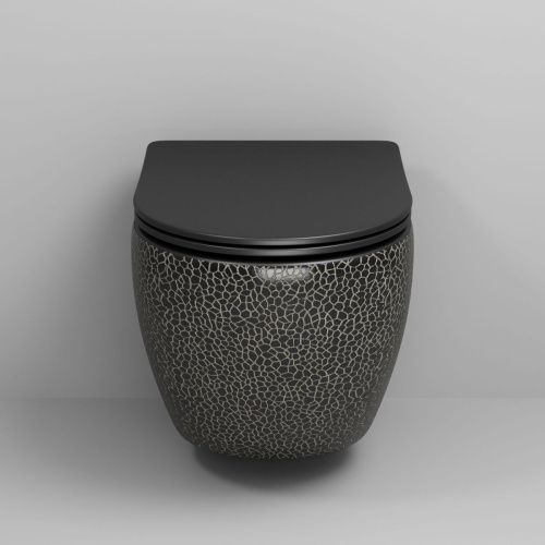 Унитаз подвесной Grossman Санфаянс GR-4455BBLS черный с сиденьем микролифт безободковый каскадный смыв - фото 3