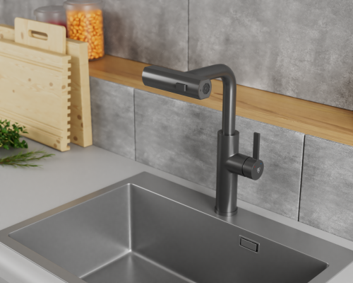 Смеситель для кухни Rush Tinos TI3732-18Grey на столешницу графит - фото 3