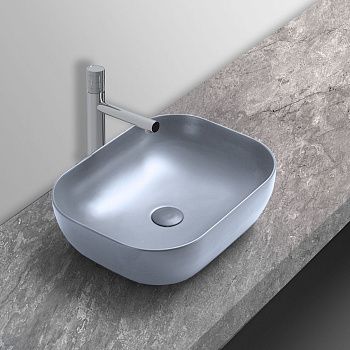 Раковина из сантехнического фарфора Vincea VBS-101MO 50х40 накладная цвет синий без отверстий под смеситель