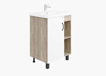 Тумба под раковину Onika Тимбер 106115 60х40 напольная цвет белый/коричневый