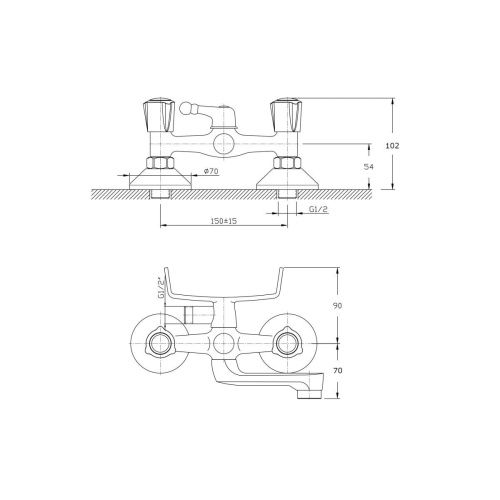 Смеситель для ванны Rush Pioneer PI7950-44 настенный хром - фото 2