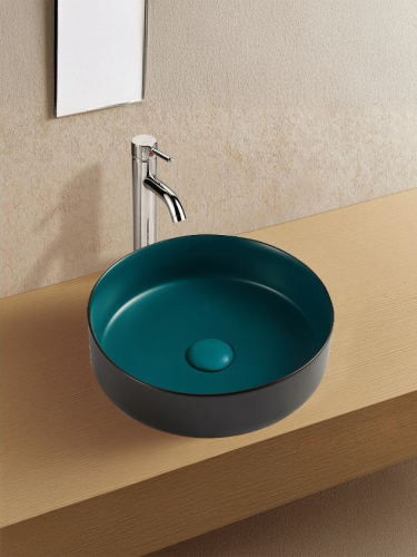 Раковина из сантехнического фаянса WeltWasser WW SK 10000005599 40 см накладная цвет черный/зеленый без отверстий под смеситель - фото 2