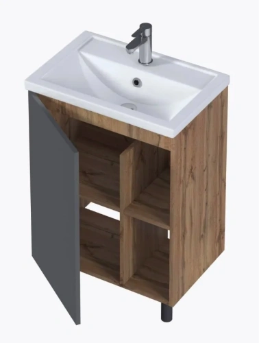 Тумба с раковиной 1MarKa Orlan Ц0000026840 60х40 напольная цвет черный - фото 4