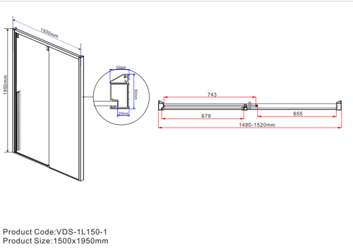 Душевая дверь Vincea Lugano VDS-1L150CLB-1 150х195 стекло прозрачное профиль черный - фото 4