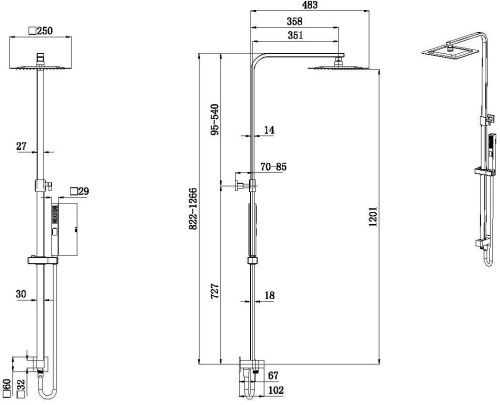Душевая стойка Allen Brau Infinity 5.21031-31 настенная цвет черный - фото 2