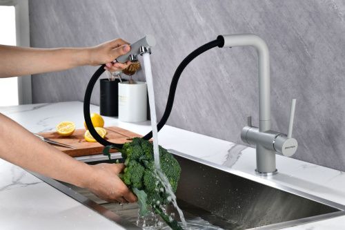 Смеситель для кухни Paulmark SERPENTINE Se213222-GRS на мойку серый - фото 3