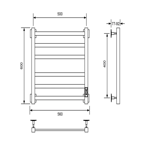 Полотенцесушитель электрический Veconi Barro-A B6050CH-A 50х60 хром - фото 2