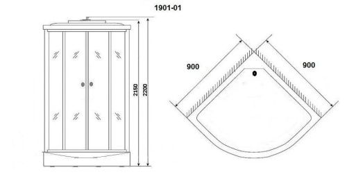 Душевая кабина Niagara Ultra 19010134 90х90 четверть круга с крышей ориентация универсальная - фото 2