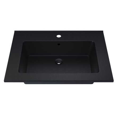 Раковина из искусственного камня Uperwood Parma Quartz 291003003 70х50 полувстраиваемая цвет черный - фото 3