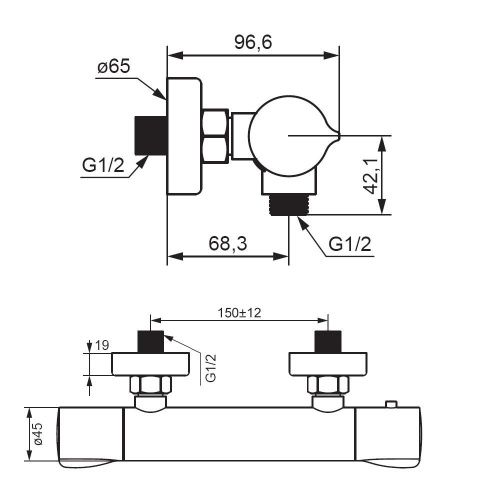 Смеситель для душа Damixa Scandinavian Pure 366000300 настенный черный с термостатом - фото 5