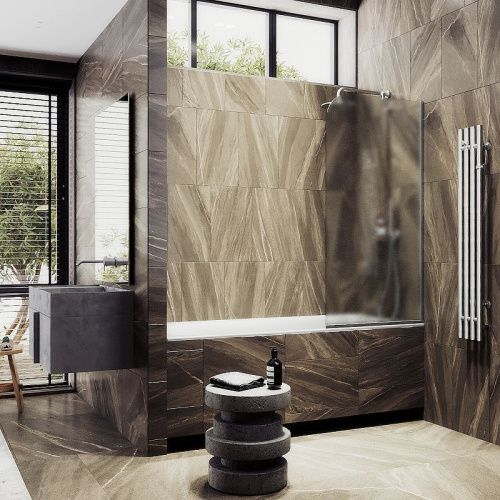 Душевая шторка на ванну Maybah Glass MGV-149-5у 75х140 стекло тонированное профиль хром ориентация универсальная - фото 3