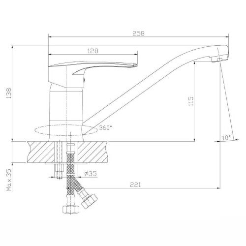 Смеситель для кухни Rossinka T T40-21 на мойку хром - фото 2