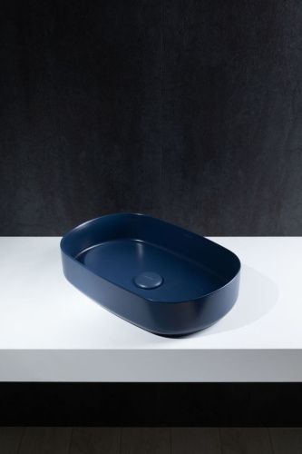 Раковина керамическая Allen Brau Fantasy 4.11022.ID 60х40 накладная цвет синий без отверстий под смеситель - фото 4