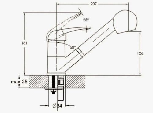 Смеситель для кухни D-Lin D158403 на мойку хром - фото 2