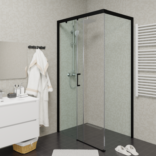 Душевой уголок Cerutti SPA VITO110B-L 110х80 стекло прозрачное профиль черный без поддона - фото 5