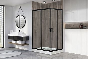 Душевой уголок Royal Bath HP RB8120HP-T-BL-L 120х80 стекло прозрачное профиль черный с поддоном