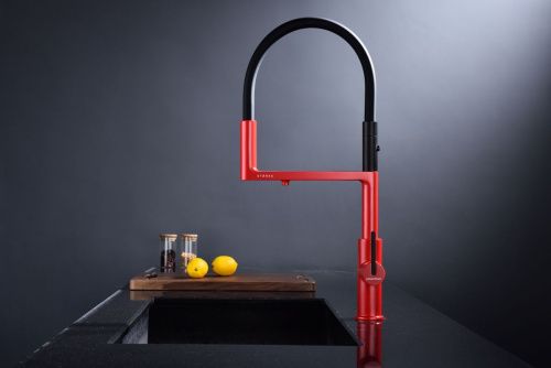 Смеситель для кухни Paulmark TORNADO To213402-FI на мойку черный/красный - фото 4
