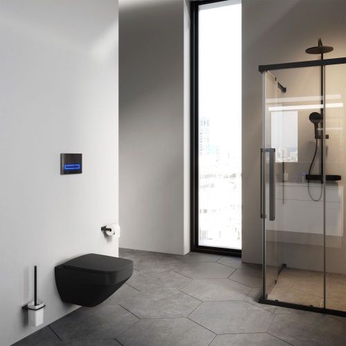 Унитаз подвесной Am.Pm Inspire V2.0 C50A1700MBSC черный с сиденьем микролифт безободковый каскадный смыв - фото 4