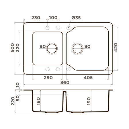 Кухонная мойка Omoikiri Maru 86-2 4993286 85х50 цвет бежевый