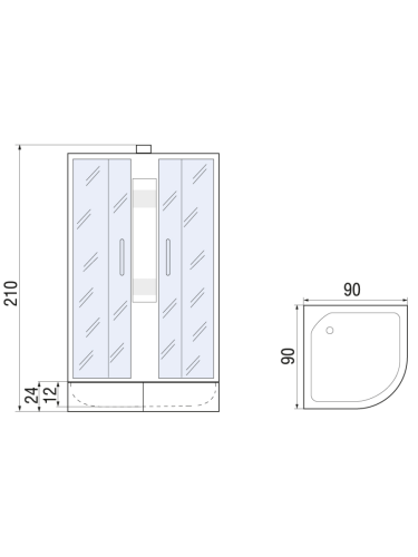 Душевая кабина River REIN 10000002413 90х90 четверть круга без крыши ориентация универсальная - фото 2