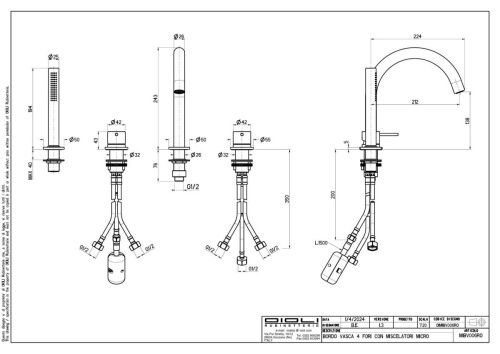 Смеситель Oioli Micro MIBV006RO/C97 на борт ванны оружейная сталь - фото 2