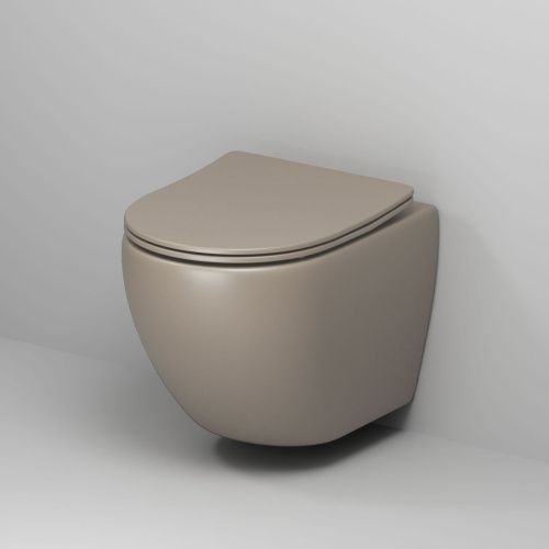 Унитаз подвесной Grossman Color GR-4455BRLMS бежевый с сиденьем безободковый каскадный смыв - фото 2