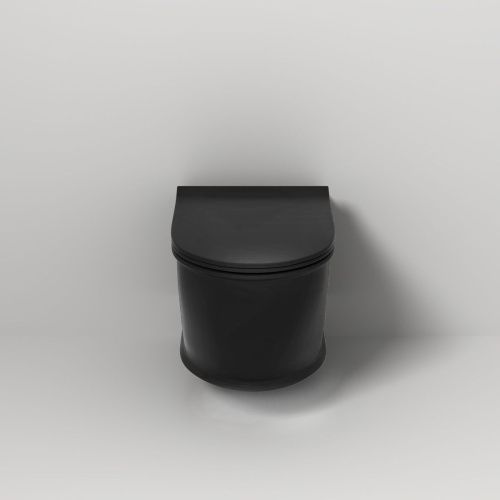 Унитаз подвесной Grossman Retro GR-4482BMS черный с сиденьем микролифт безободковый каскадный смыв - фото 3