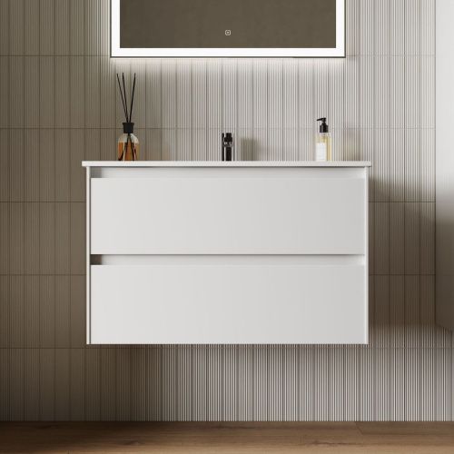 Тумба под раковину Sancos Cento CN80W 80х50 подвесная цвет белый - фото 4