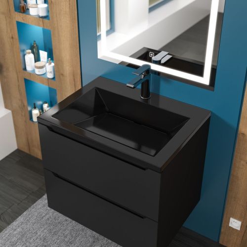 Раковина из искусственного камня Uperwood Olivia ROlivia60bg 60х50 полувстраиваемая цвет черный - фото 4