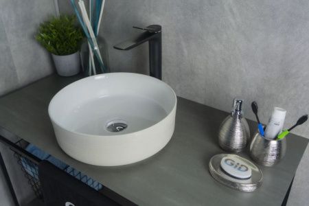 Раковина керамическая Gid 53329 40х40 накладная цвет бежевый без отверстий под смеситель