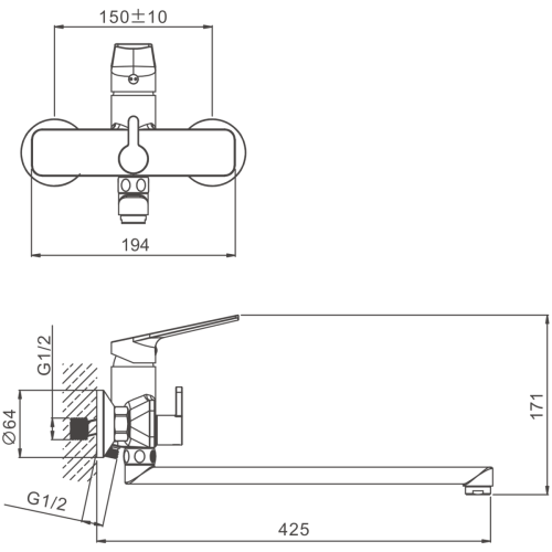 Смеситель для ванны и душа BELZ B22533 настенный хром - фото 2