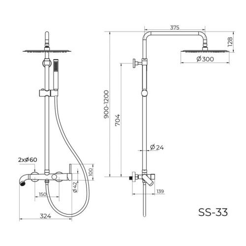Душевая стойка Knotlor SS-33/BL настенная цвет черный - фото 3