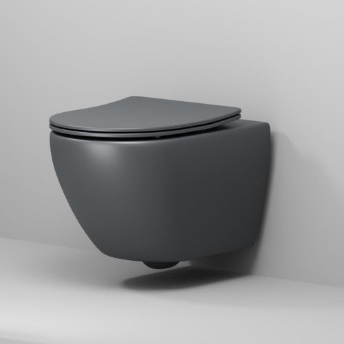 Унитаз подвесной Grossman Торнадо GR-4457GMSQ серый с сиденьем микролифт безободковый смыв торнадо - фото 5