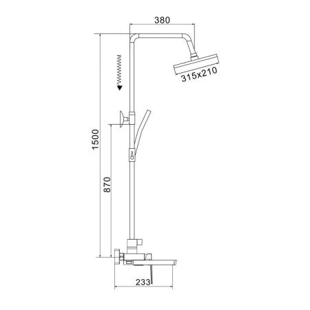 Душевая стойка Rose R1836T настенная цвет серый