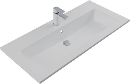 Раковина из литьевого мрамора Aquanet Текла 00328016 101х47 полувстраиваемая цвет белый 1 отверстие под смеситель - фото 2