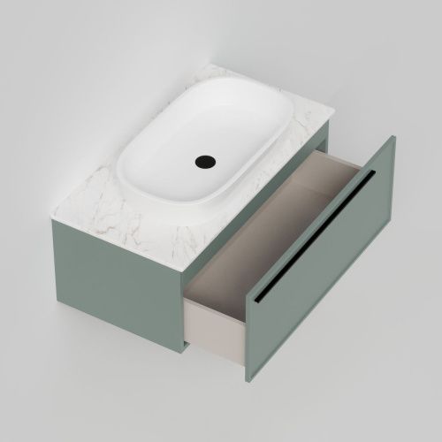 Тумба со столешницей La Fenice ELBA NFNC-01-ELB-G-90-3-GG 90х50 подвесная цвет синий/серый - фото 2