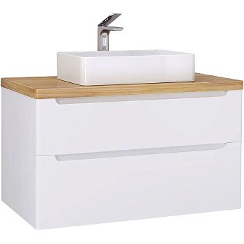 Тумба под раковину Jorno WOOD wood.01.100/P/W 100х50 подвесная цвет белый