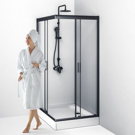 Душевой уголок Am.Pm Gem W90G-404-120290-BT 120х90 стекло прозрачное профиль черный без поддона
