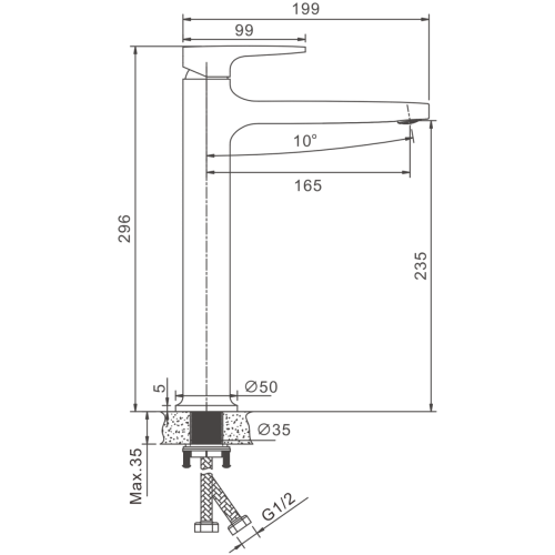 Смеситель BELZ B11713-7 на раковину черный - фото 2