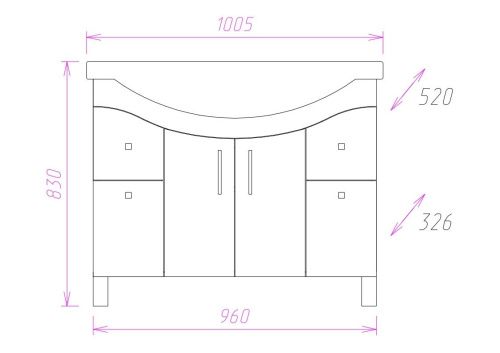 Тумба под раковину Onika Эльбрус 110008 100х30 напольная цвет белый - фото 3