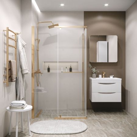 Душевой уголок Grossman Pragma 120.K33.03.1280.32.00 120х80 стекло прозрачное профиль золото без поддона