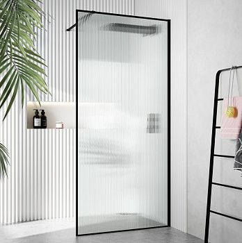 Душевая перегородка Cerutti SPA STRIP T90 90х190 стекло рифленое профиль черный