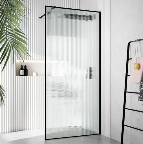 Душевая перегородка Cerutti SPA STRIP T90 90х190 стекло рифленое профиль черный