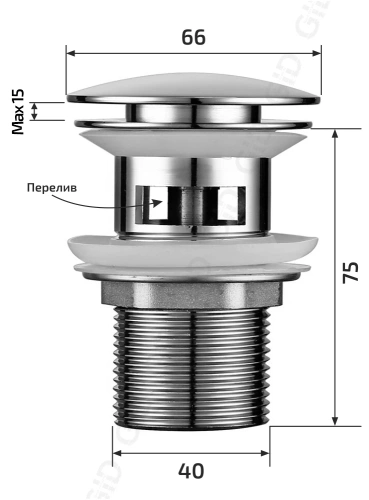 Донный клапан Gid Minucia 73303K хром - фото 3