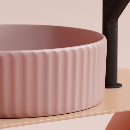 Раковина из сантехнического фарфора Ceramica Nova ELEMENT CN6057MP 40х40 накладная цвет розовый без отверстий под смеситель - фото 2