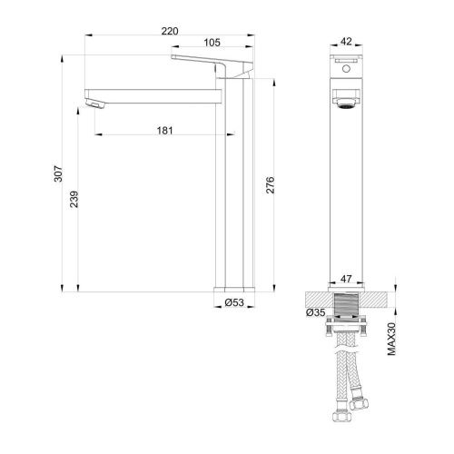 Смеситель для раковины Wonzon & Woghand Frame WW-88239010-MB на столешницу черный - фото 5