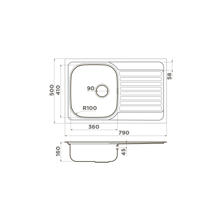 Кухонная мойка Omoikiri Kashiogawa 79 4993452 80х50 цвет нержавеющая сталь
